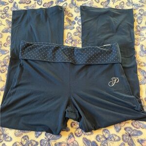 PINK Victoria's Secret Navy blue flared leggings with white pearls